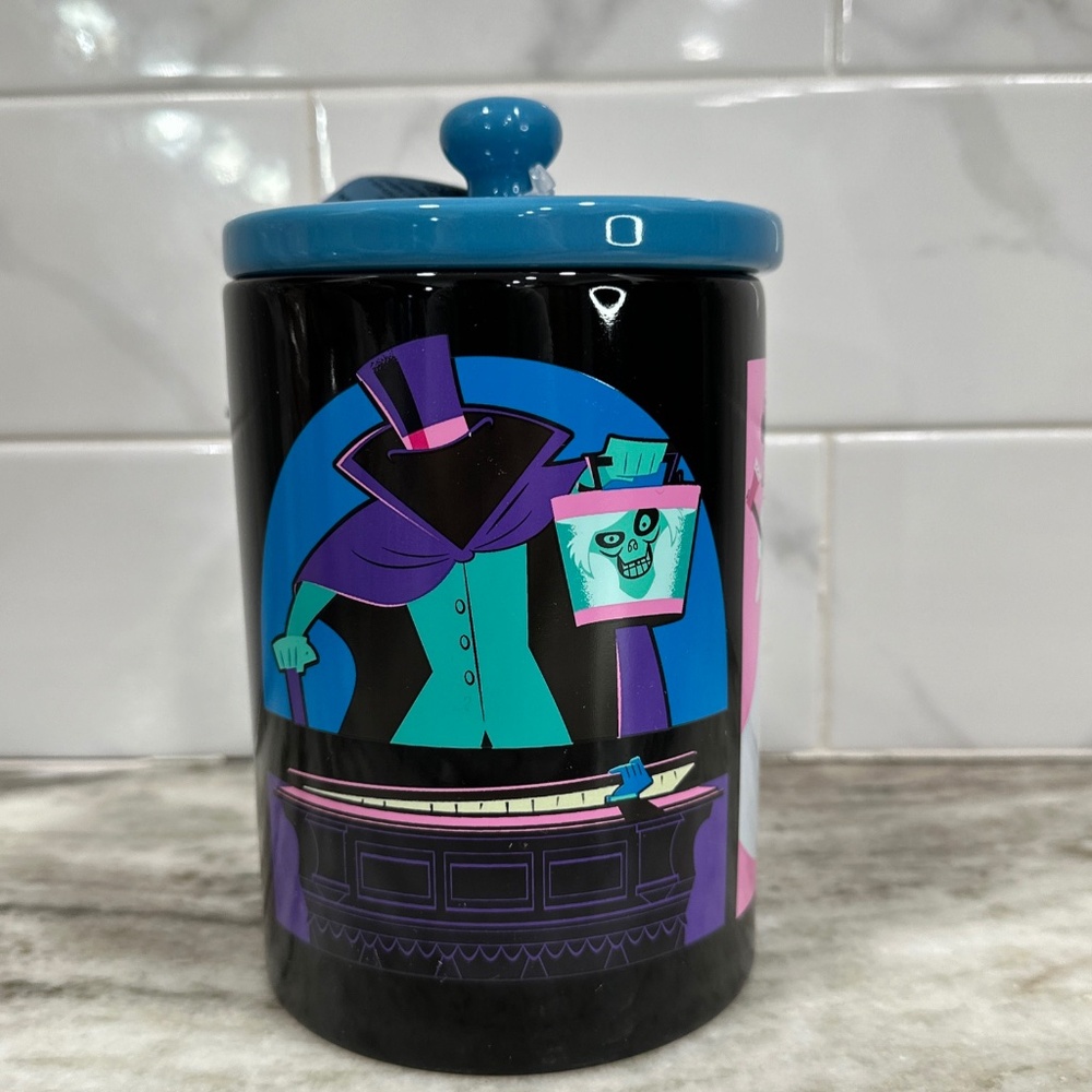 Disney Parks Haunted Mansion CANISTER Cookie Jar Hatbox Ghost Hitchhiking Letoa